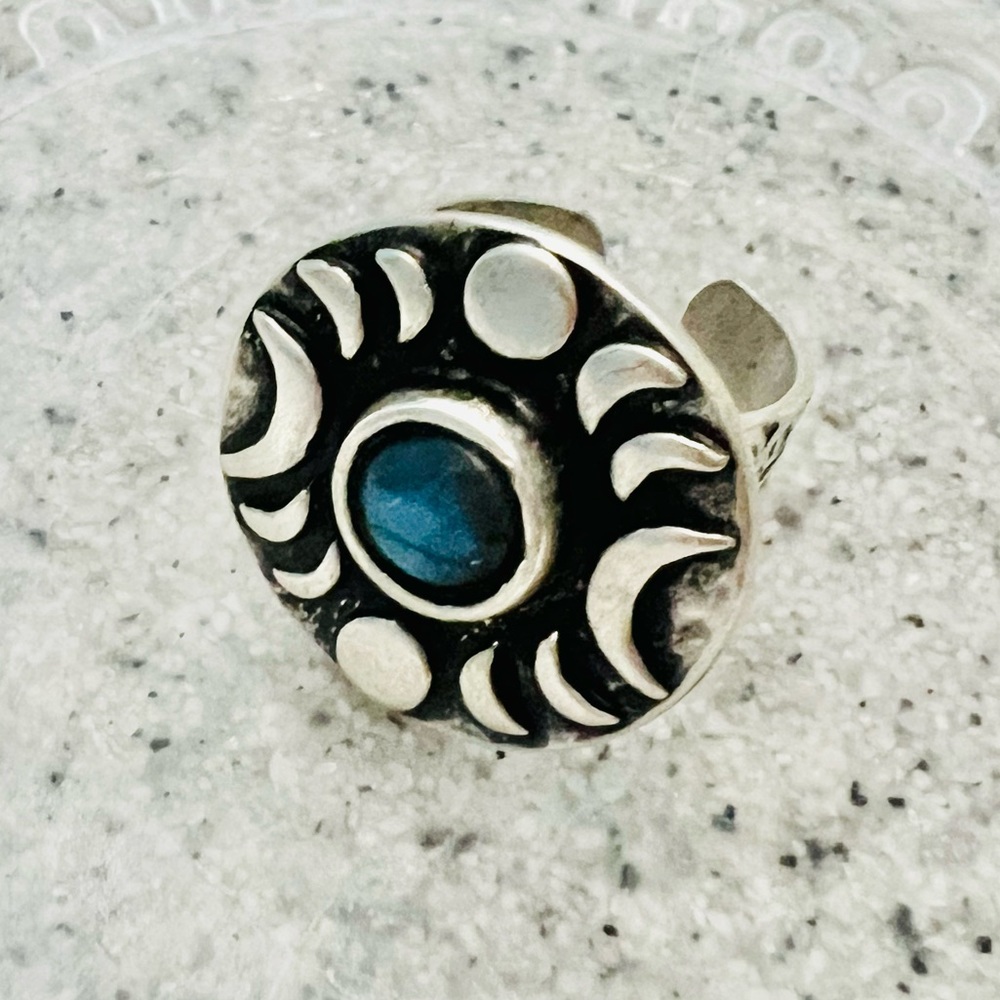 Labradorite Crystal Moon Phase Ring, Handmade by Wandering Bunny LLC